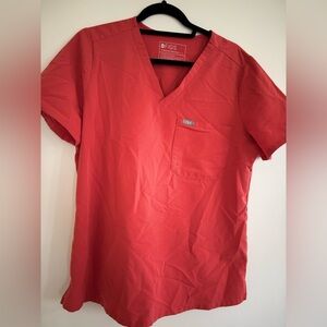 Figs orange V-Neck Scrub Top